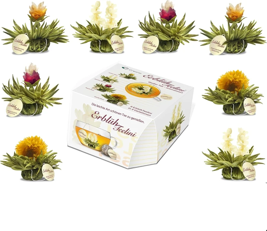Creano Teelini té blanco, 8 flores en 4 variaciones