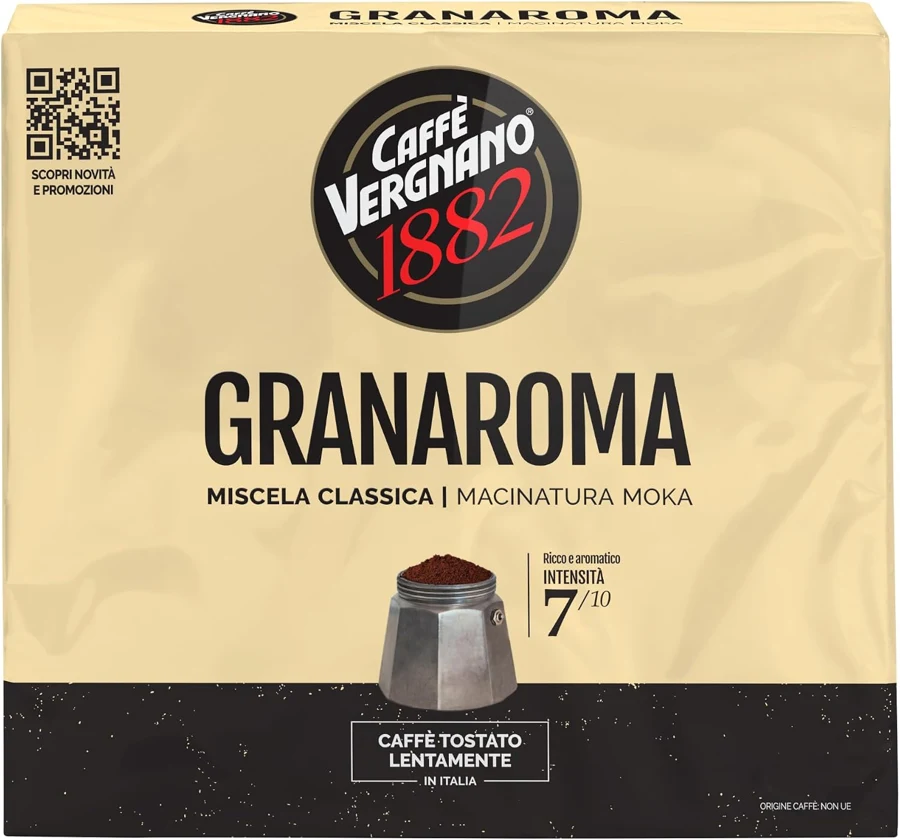 Caffè Vergnano 1882 Granaroma molido para moka, 2 × 250 g