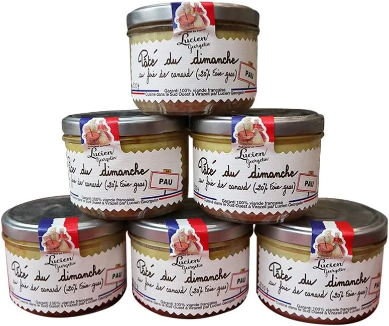 Lucien Georgelin Pâté du Dimanche con foie gras, 6 tarros