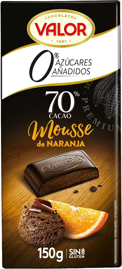Valor 70% cacao mousse de naranja sin azúcares añadidos