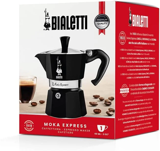Bialetti Moka Color negra 1 taza