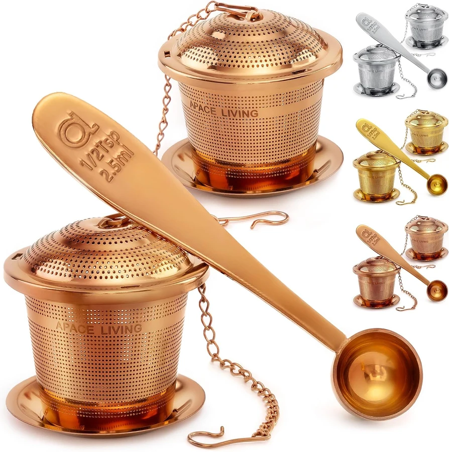 Apace Living Juego de dos infusores con cuchara y platillos