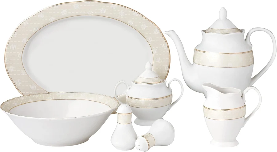 Lorren Home Trends Tova vajilla ondulada de 57 piezas