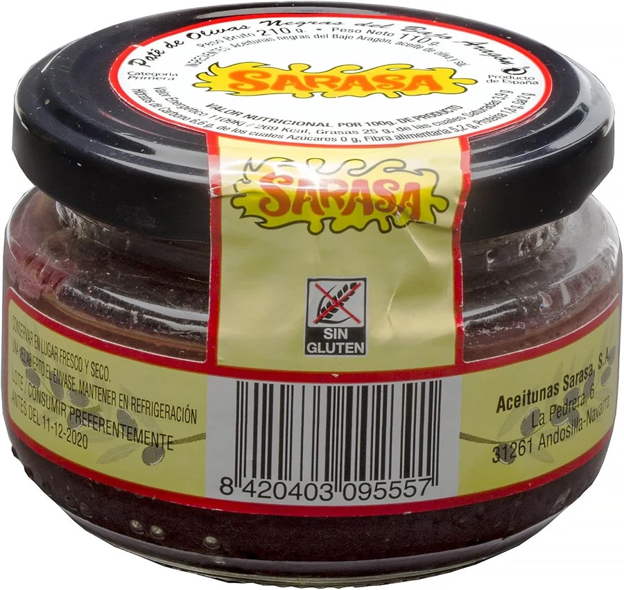 Sarasa Paté de olivas negras del Bajo Aragón, lote de 12