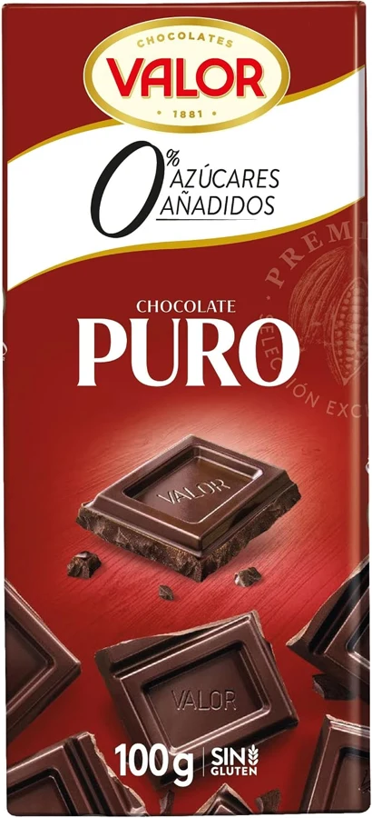 Valor Chocolate puro sin azúcares añadidos