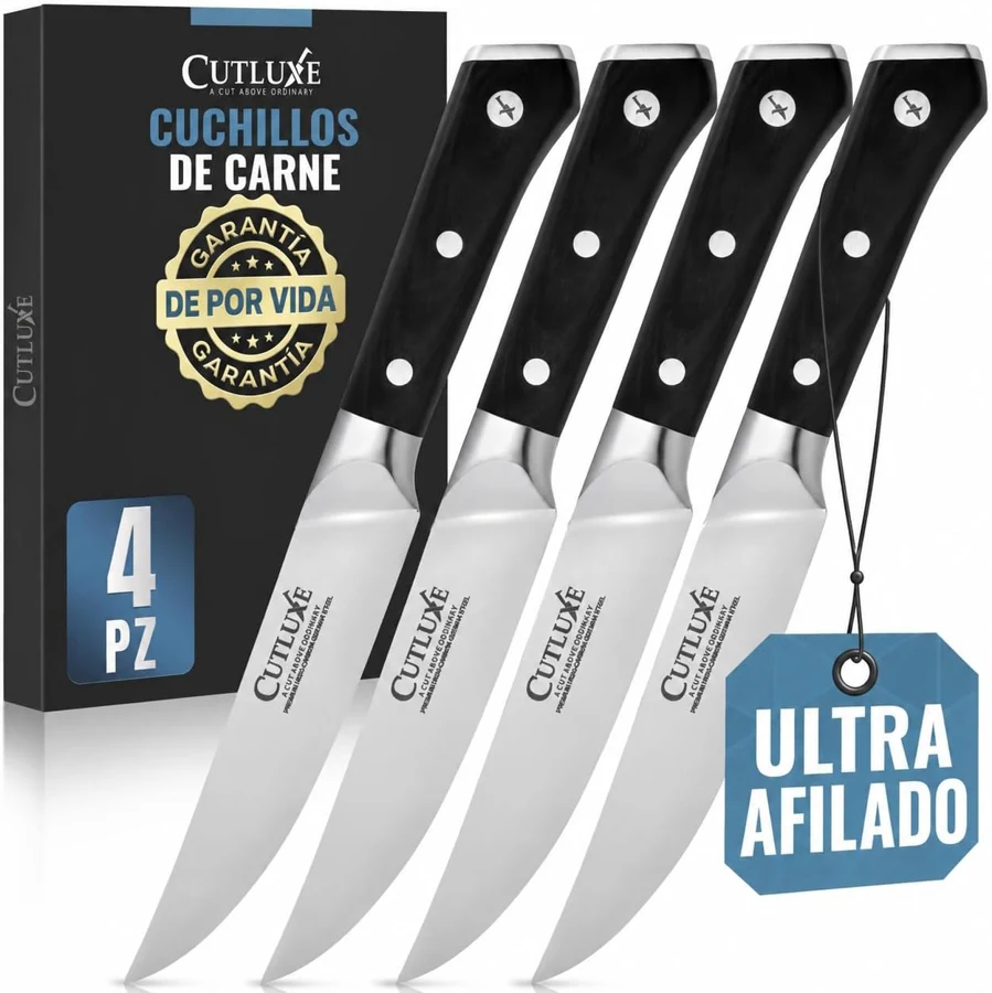 Cutluxe Juego de cuatro cuchillos de carne; filo por confirmar