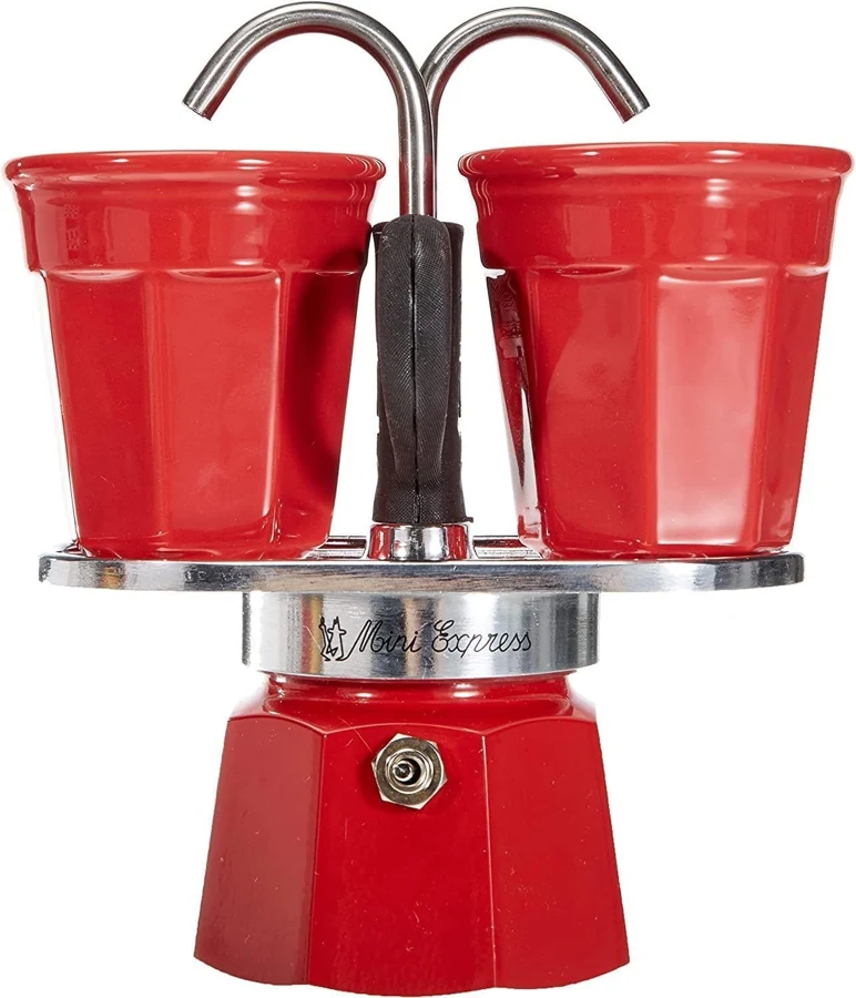 Bialetti Mini Express Kandinsky roja con 2 tazas