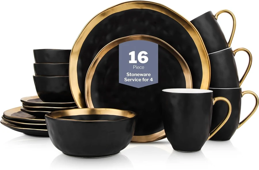 Stone Lain Florian negra y dorada de 16 piezas