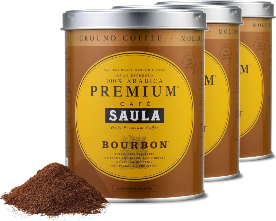 Saula Gran Espresso Premium Bourbon Blend molido, 3 × 250 g