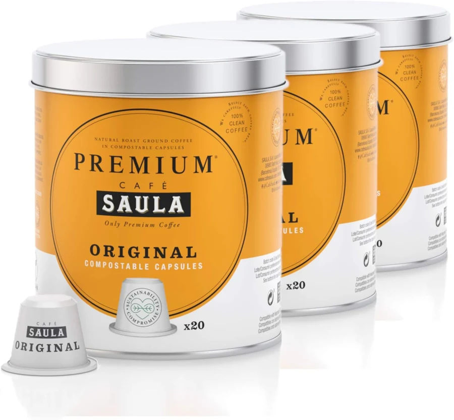 Café Saula Premium Original, 3 latas y 60 cápsulas