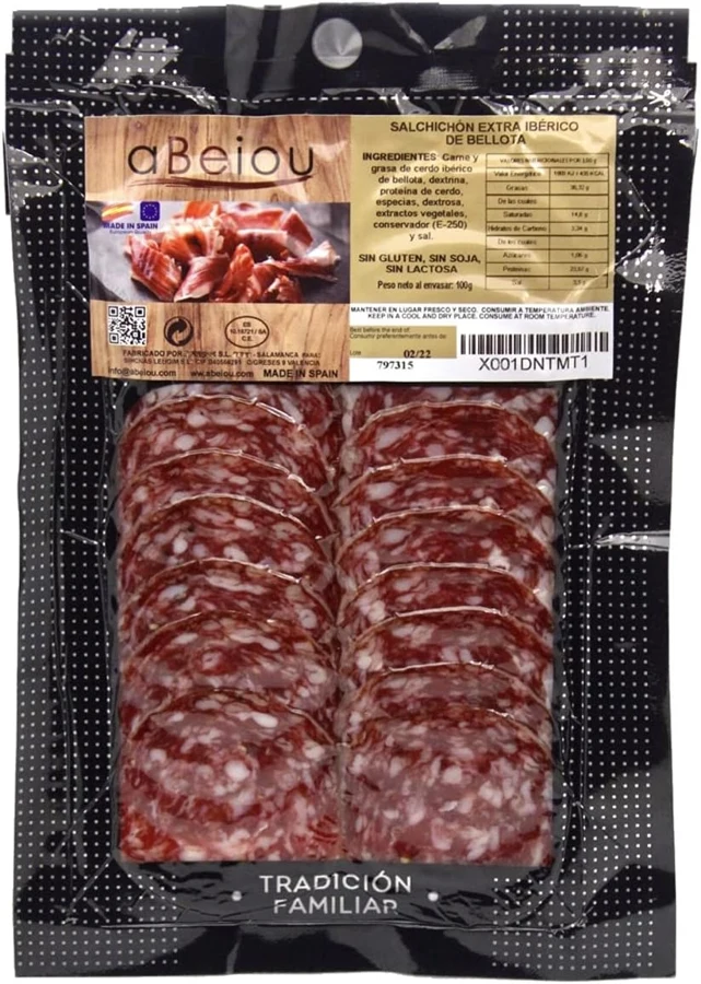 aBeiou Salchichón ibérico de bellota loncheado 50% raza ibérica