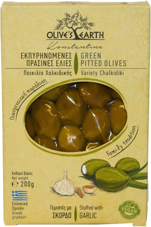Olive's Earth Aceitunas verdes rellenas de ajo