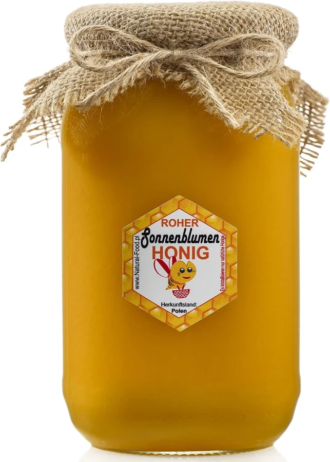 Natural Food Miel cruda de girasol, lote de 20 tarros