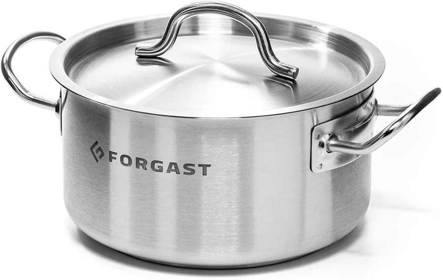 Forgast Cacerola baja de acero inoxidable con tapa