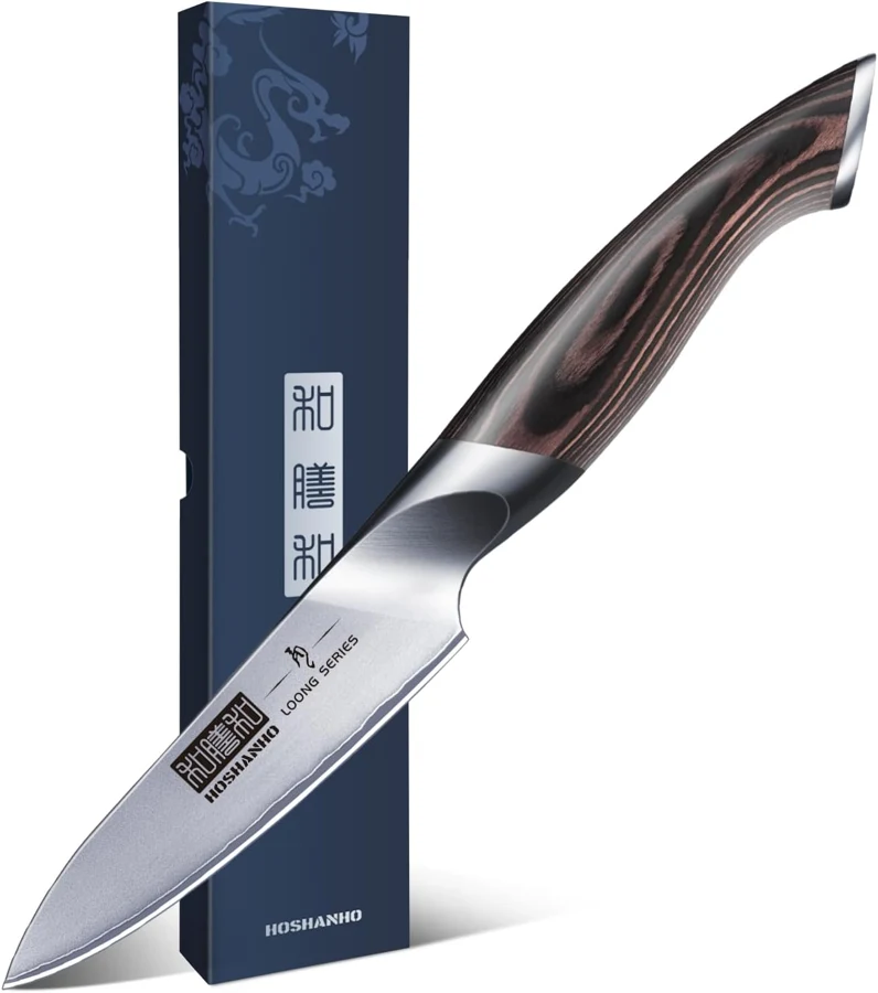 HOSHANHO LOONG pelador de 10 cm con mango Pakkawood
