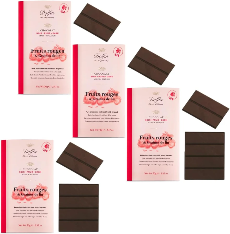 Dolfin 60% cacao con frutos rojos y lino
