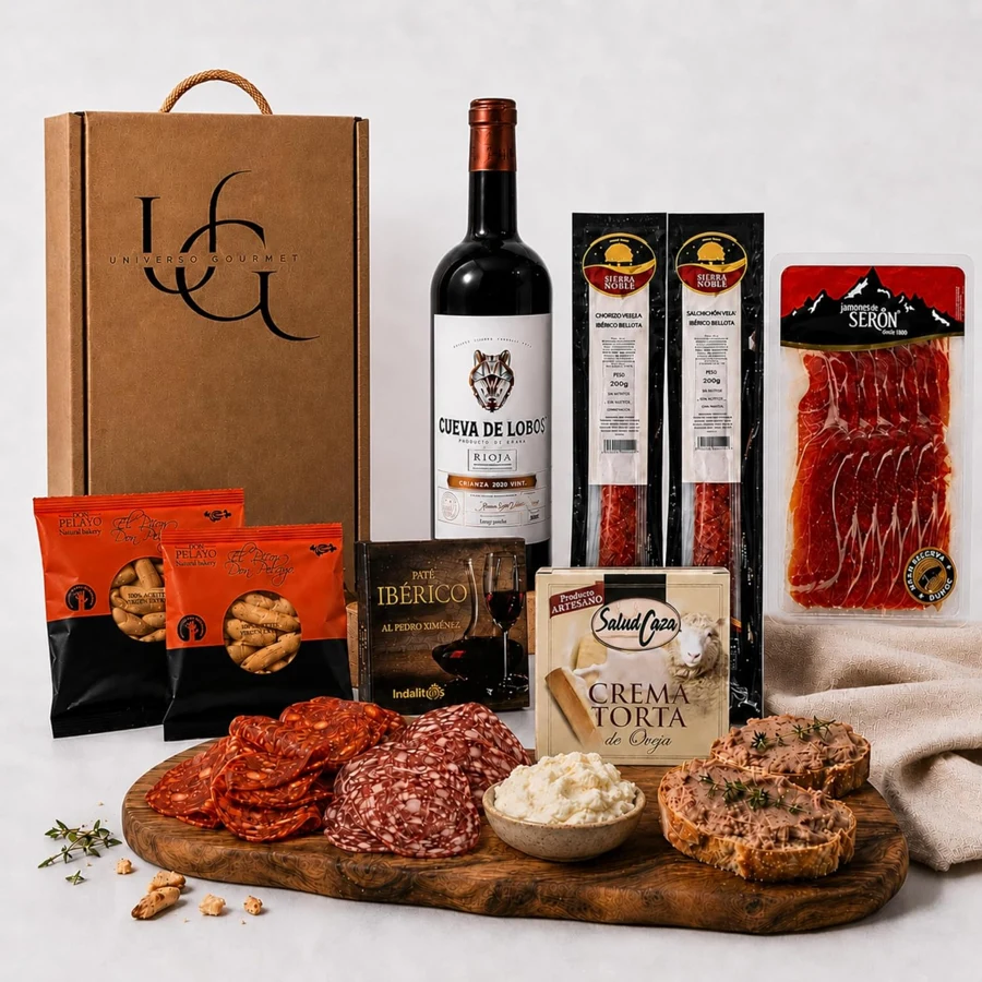 Universo Gourmet Cesta Rioja con paleta y crema de oveja