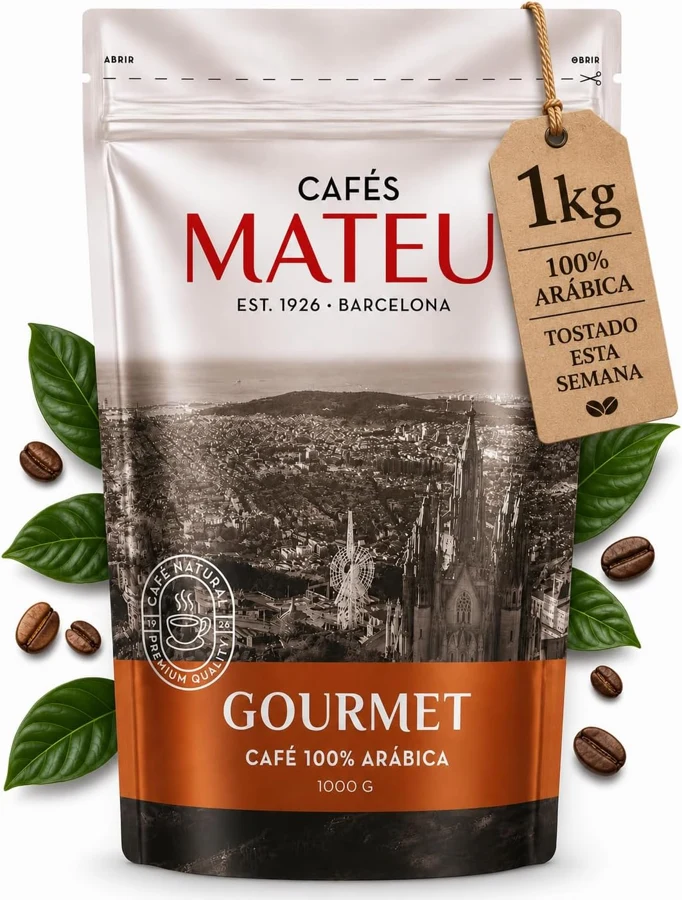 Cafés Mateu Gourmet molido fino arábica 1 kg