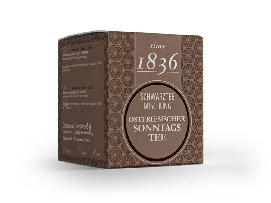 Since 1836 Ostfriesischer Sonntagstee Assam vainilla, 15 pirámides