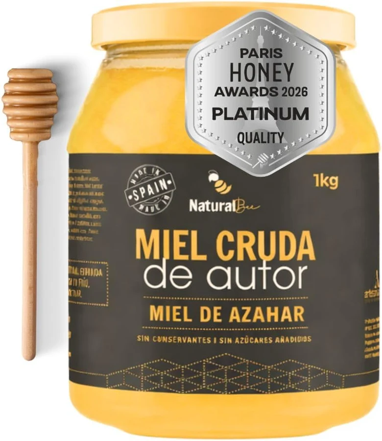 Natural Bee Miel de azahar con cuchara