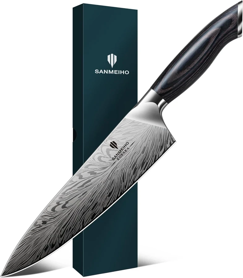 SANMEIHO Chef 20 cm acero en polvo y patrón láser