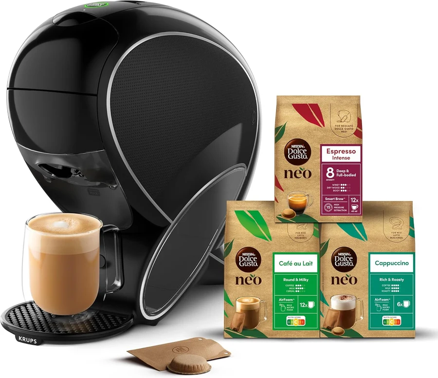 Krups Dolce Gusto NEO Latte negra con tres packs