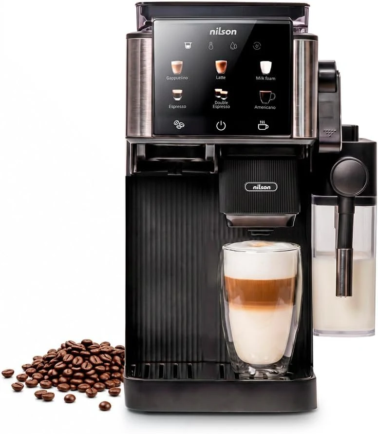 Nilson Life Cafetera de grano con leche, 7 programas